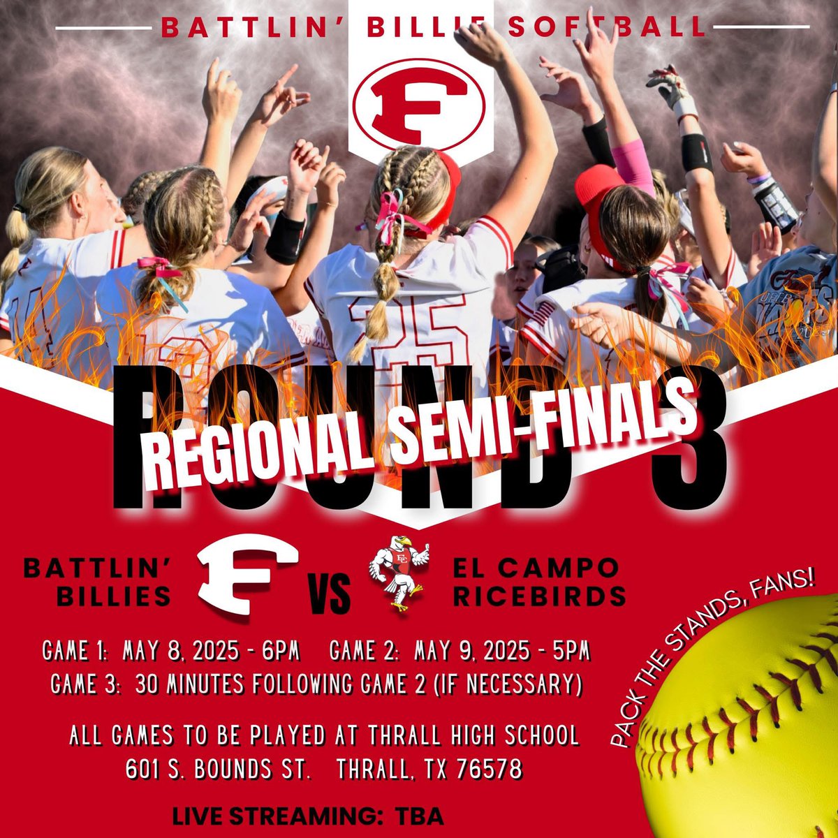 Battlin’ Billie fans, we can't wait to see and hear you in Thrall!  
#OwnIt
#PackTheStands
<a href="/billiesports/">Fredericksburg Athletics</a>