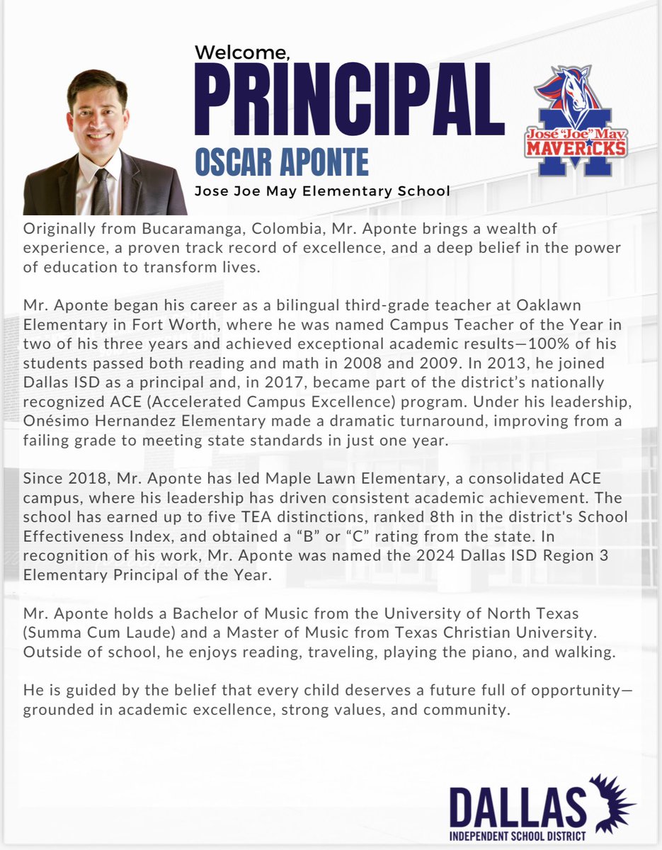Sonia Loskot (@sonialoskot) on Twitter photo Welcome, Principal Aponte! <a href="/RyanZysk/">Ryan Zysk</a> <a href="/TJVT_Dallas/">Thomas Jefferson Vertical Team</a> <a href="/joemaymavericks/">Jose Joe May Elementary</a> Welcome, Principal Aponte! <a href="/RyanZysk/">Ryan Zysk</a> <a href="/TJVT_Dallas/">Thomas Jefferson Vertical Team</a> <a href="/joemaymavericks/">Jose Joe May Elementary</a>