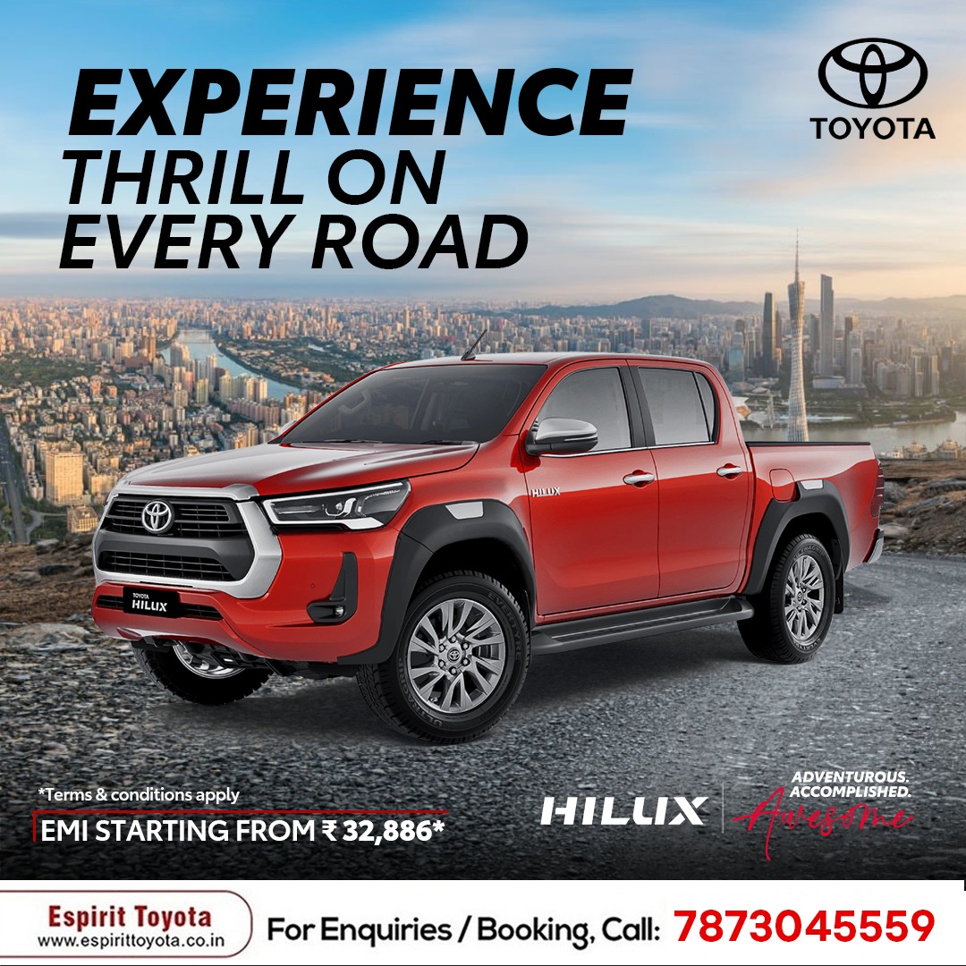 EspiritToyotaOd's tweet image. Powerful #ToyotaHilux is ready for anything. Turn every corner of the city or wild into your domain with a ride built for adventure. Ready to experience the difference!🛻

#PowerfulHilux #ToyotaPickup #HiluxAdventure #OffRoading 
.
.
Book now! EMI Starting at just ₹32,886*.