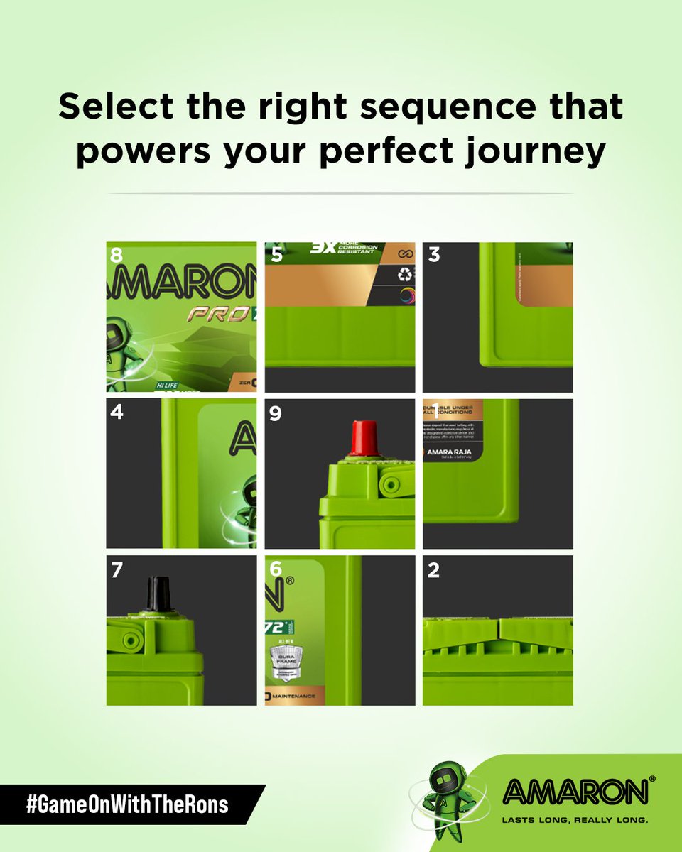 amaronofficial's tweet photo. Can you guess the correct sequence? Think &amp; tell us in the comments!

#GameOnWithTheRons #Battery #Amaron https://t.co/SXY4oZficZ