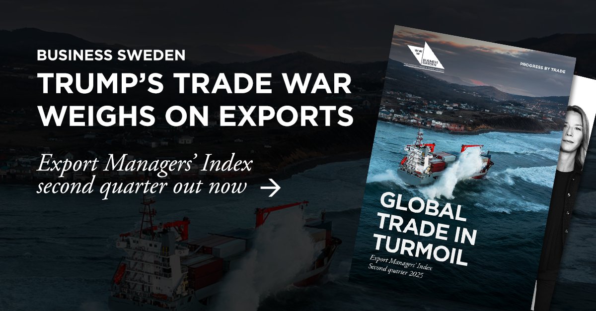 Trade policy uncertainty has never been greater. Business Sweden's Export Managers’ Index (EMI) fell in the second quarter by 3.5 points to 46.4 in the wake of President Trump’s trade war. Explore survey: brnw.ch/21wSutZ