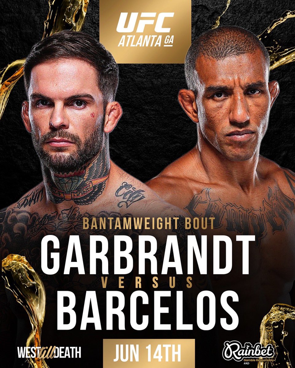 WestTillDeath's tweet image. 🚨Fight Announcement:
Jack Hermansson vs. Gregory Rodrigues added to June 28th #UFC317
Cody Garbrandt vs. Raoni Barcelos added to June 14th’s #UFCAtlanta
Ricky Simón vs. Charles Jourdain added to June 14th’s #UFCAtlanta