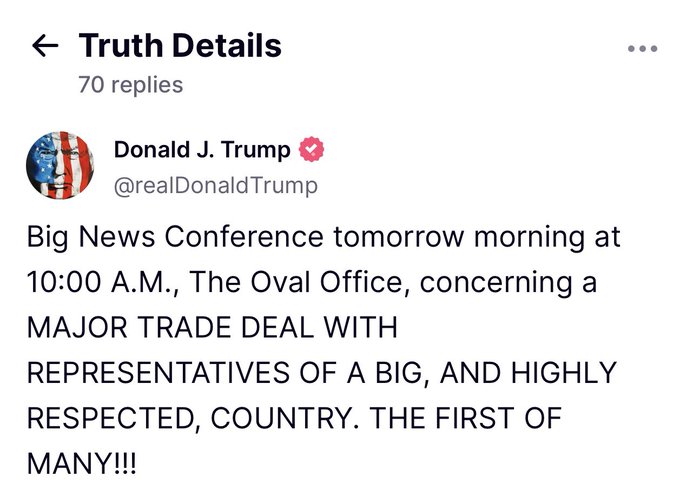 "the first of many"

Confirming he lied when he said they had already negotiated deals. 😂