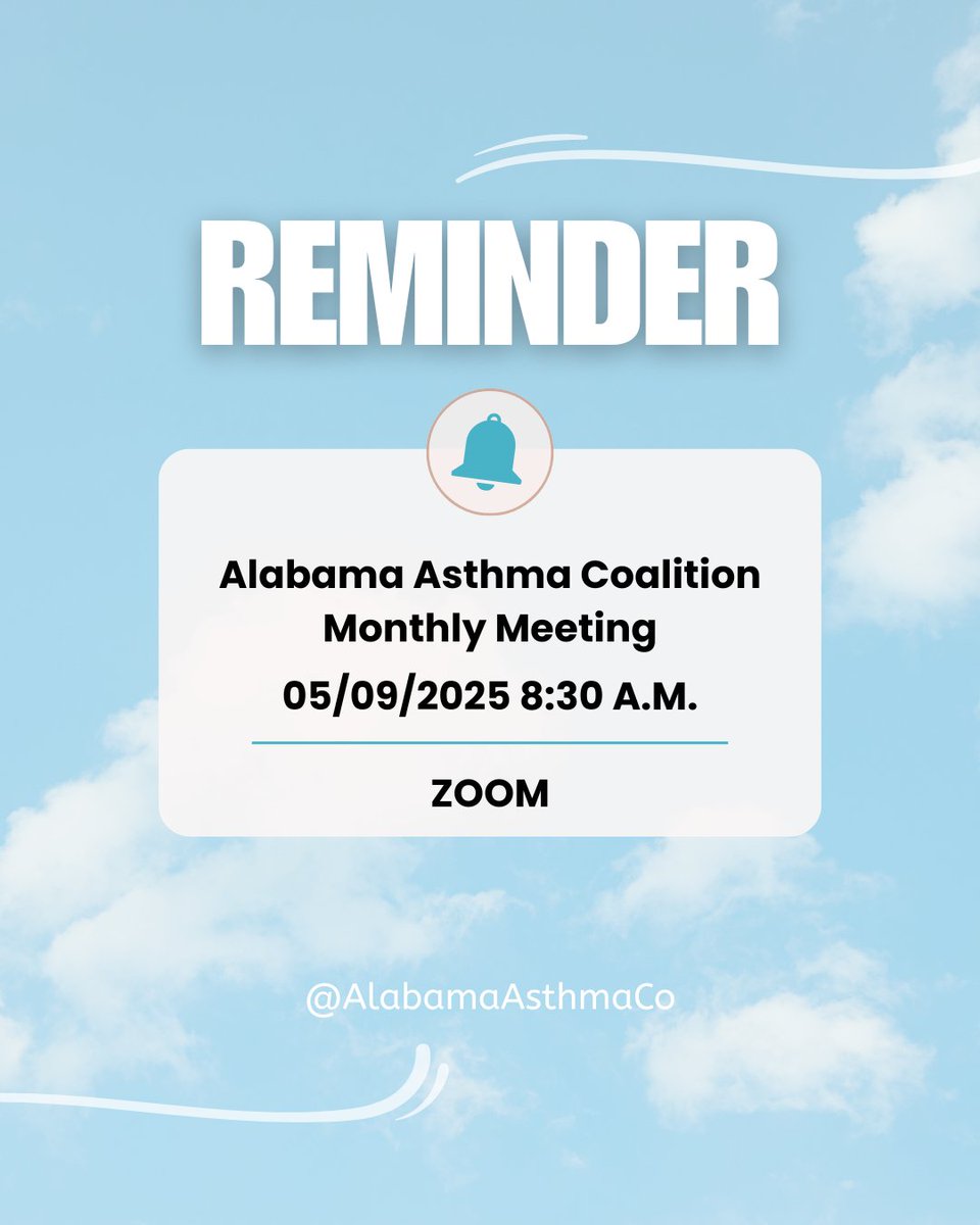 Happy Allergy and Asthma Month to all Alabama Asthma Coalition Members.

We are thrilled to meet for our monthly AAC meeting this Friday, May 9th at 0830 via Zoom: auburn.zoom.us/j/7264555257

See you there!