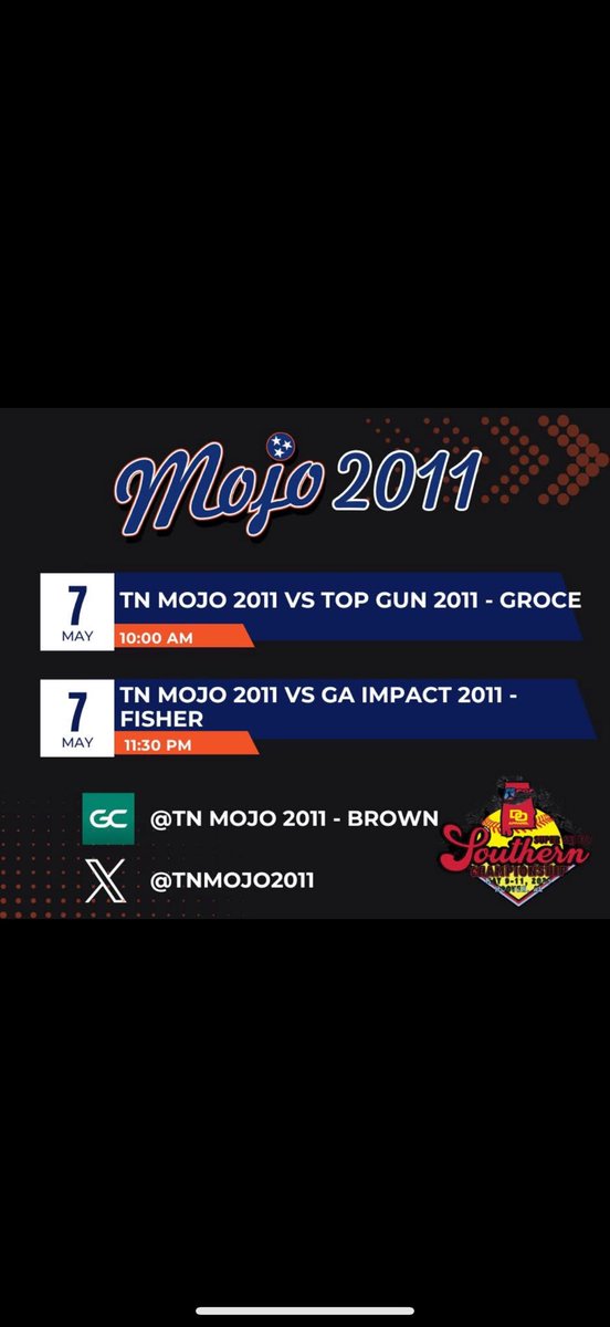 Lexi McKinstry2029 (@amckinstry2029) on Twitter photo Headed down south this weekend! Schedule drop! Let’s go <a href="/tnmojo2011/">TN Mojo 2011 - Brown</a> 🧡💙
<a href="/tnmojo2011/">TN Mojo 2011 - Brown</a> <a href="/ExtraInningSB/">EXTRA INNING SOFTBALL</a> <a href="/DirectRecruits/">Direct Recruits</a> <a href="/SBRRetweets/">Softball Recruiting Reposts</a> <a href="/LegacyLegendsS1/">Legacy & Legends Softball</a> <a href="/PrepSoftball/">Prep Softball 🥎</a> <a href="/ALLNJSoftball/">NJ softball</a> <a href="/D1Softball/">D1Softball</a> <a href="/TopPreps/">TOP PREPS @TopPreps | X | Sports News & Recruiting</a> <a href="/CoastRecruitsSB/">Coast Recruits 🥎</a> <a href="/CoastRecruits/">Coast 2 Coast Recruits</a> <a href="/PA_recruit/">Pennsylvania Softball Prospects</a> <a href="/LineDsoftball/">Line Drive Media</a> <a href="/softballfutures/">RECRUITING REALITIES</a> Headed down south this weekend! Schedule drop! Let’s go <a href="/tnmojo2011/">TN Mojo 2011 - Brown</a> 🧡💙
<a href="/tnmojo2011/">TN Mojo 2011 - Brown</a> <a href="/ExtraInningSB/">EXTRA INNING SOFTBALL</a> <a href="/DirectRecruits/">Direct Recruits</a> <a href="/SBRRetweets/">Softball Recruiting Reposts</a> <a href="/LegacyLegendsS1/">Legacy & Legends Softball</a> <a href="/PrepSoftball/">Prep Softball 🥎</a> <a href="/ALLNJSoftball/">NJ softball</a> <a href="/D1Softball/">D1Softball</a> <a href="/TopPreps/">TOP PREPS @TopPreps | X | Sports News & Recruiting</a> <a href="/CoastRecruitsSB/">Coast Recruits 🥎</a> <a href="/CoastRecruits/">Coast 2 Coast Recruits</a> <a href="/PA_recruit/">Pennsylvania Softball Prospects</a> <a href="/LineDsoftball/">Line Drive Media</a> <a href="/softballfutures/">RECRUITING REALITIES</a>
