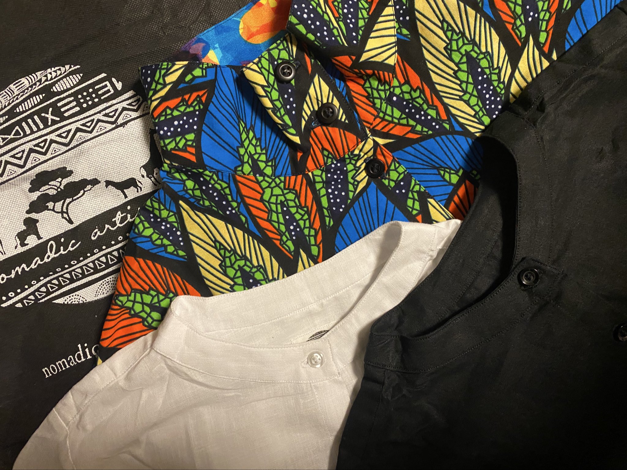nomadic artisan アフリカ布　半袖シャツ nomadic artisan アフリカ布 半袖シャツ