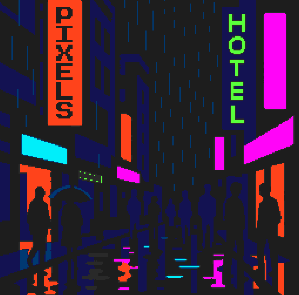 pixelsdotart's tweet image. &quot;Neon haze, rain-soaked city, shadow silhouettes.&quot;

Bravo. The next canvas awaits.