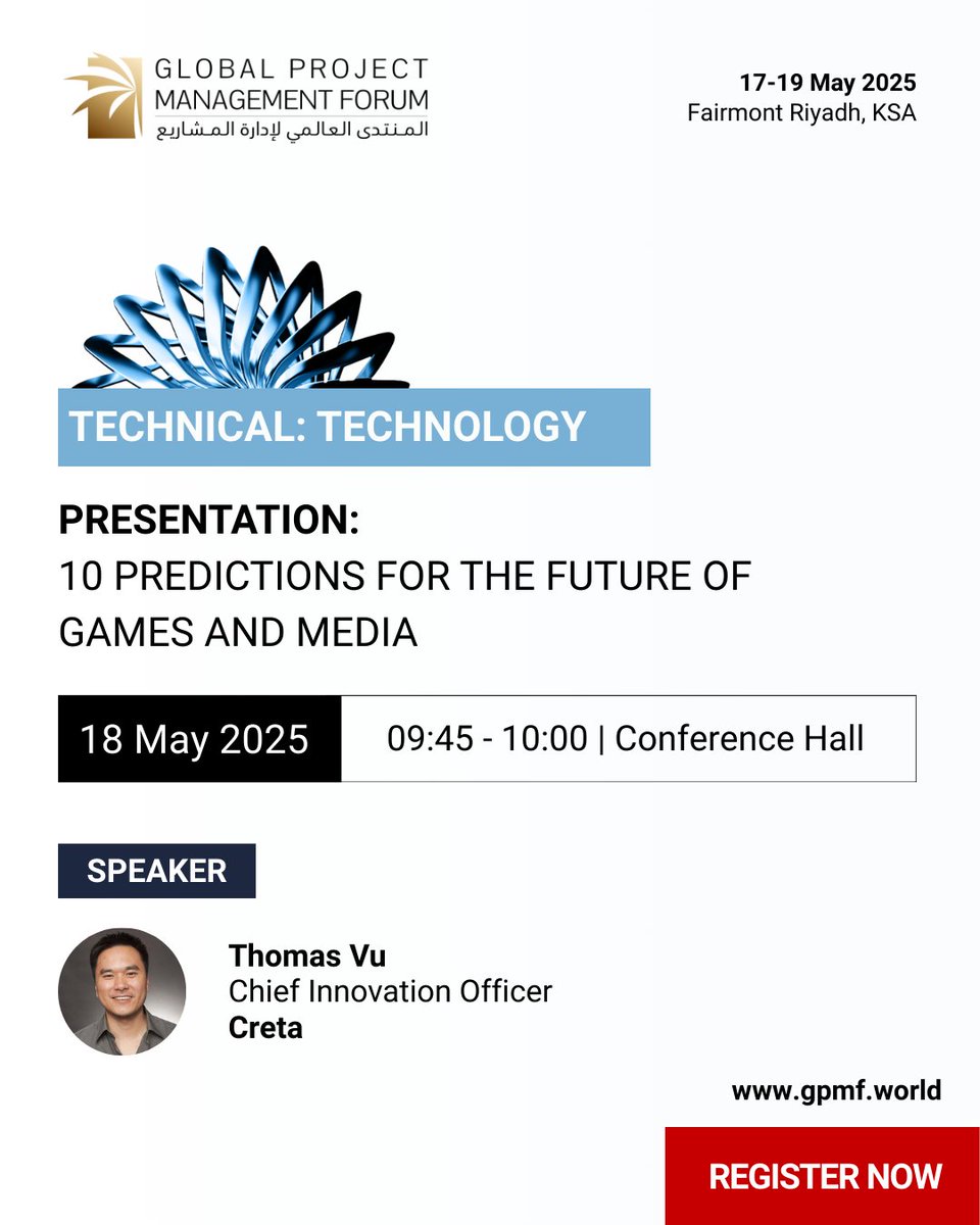 Hear from Thomas Vu, Chief Investment Officer at <a href="/CRETA_WORLD/">Creta</a> and one of the forces behind <a href="/arcaneshow/">Arcane</a> on Netflix, as he reveals how AI is transforming game creation as we know it.

Catch this game-changing session at GPMF.

Complimentary pass (18–19 May): bit.ly/GPMF2025Regist…