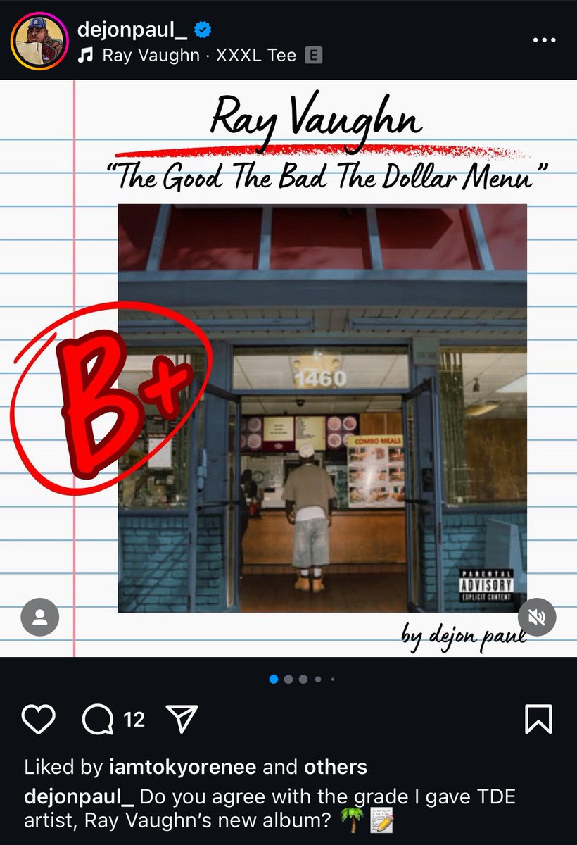 WestCoastChili's tweet photo. @dejonpaul_ drops the report card 📝 for @rayvaughn new project “The Good The Bad The Dollar Menu”

Agree or disagree? ✍🏽 https://t.co/H89AHpfNUw