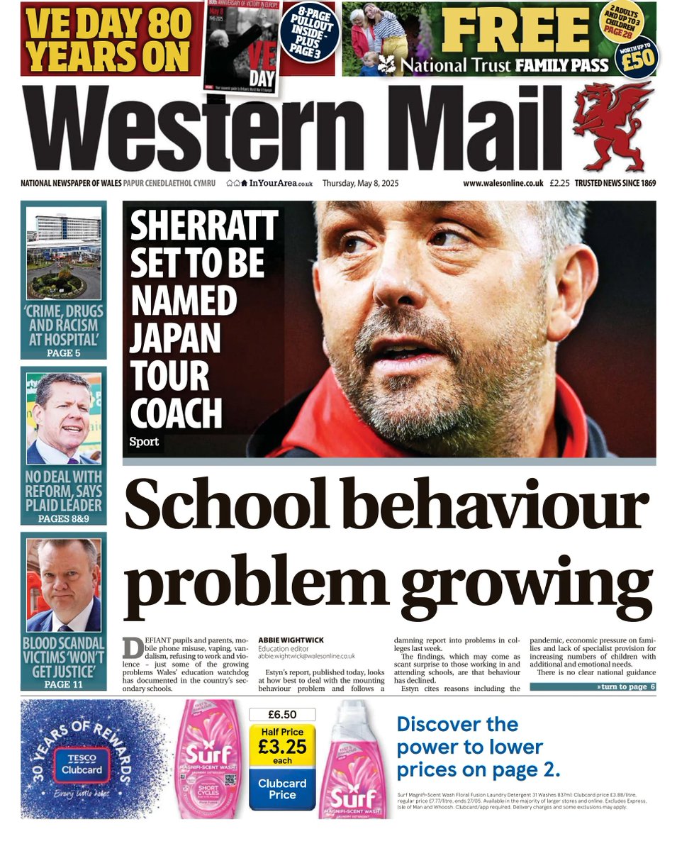 ukpapers's tweet image. 🇬🇧 School Behaviour Problem Growing

▫Vandalism, vaping, and disruption – a grim portrait of Wales&apos; schools
▫@AbbieWightwick
▫is.gd/m6nj8r

#frontpagestoday #UK @WalesOnline