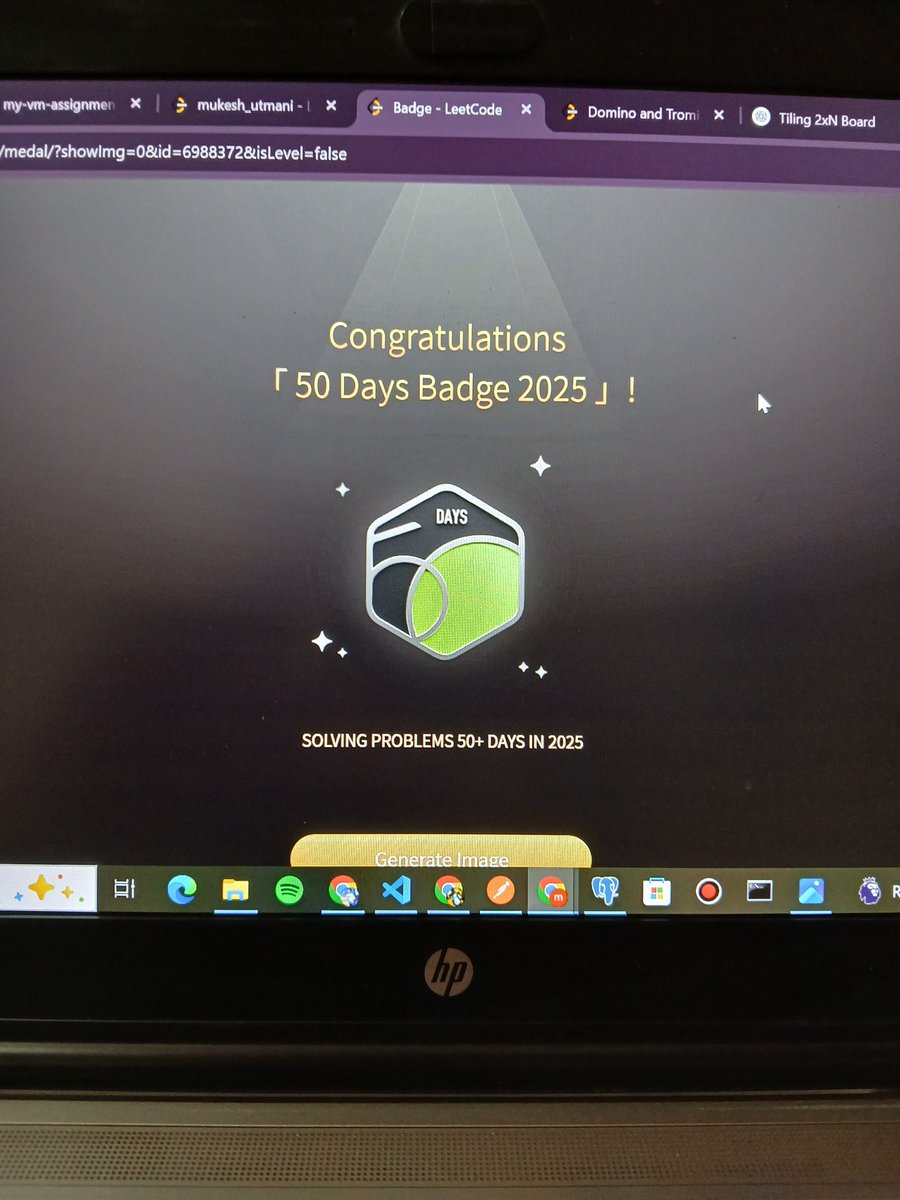 MukeshUtmani's tweet image. Just completed 50Days of streak at leetcode 

#leetcode #codechallenge