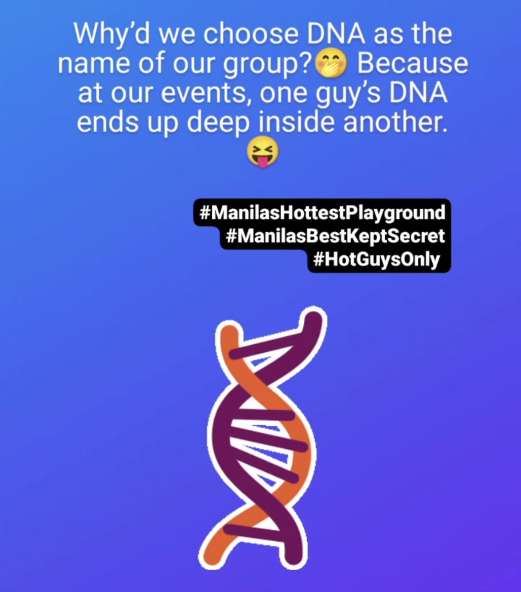 WHY DID WE CHOOSE THE NAME "DNA"??? 

Because at our events, one hot guy's DNA ends up deep inside another.

#HotGuysOnly #ManilasHottestPlayground #DNASetsTheStandard