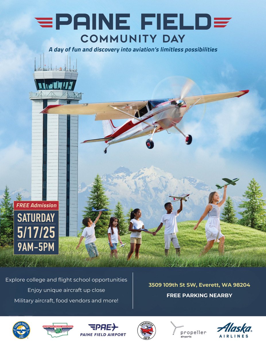 Just 10 days until Paine Field Community Day! Join us for a free family-friendly event featuring:

- U.S. Navy EA-18G Growler
- Goodyear Corsair F2 &amp; North American T-6
- General aviation aircraft 
- Food trucks
- Plus much more!

🗓️ Date: May 17, 2025  
🕘 Time: 9 a.m. - 5 p.m.