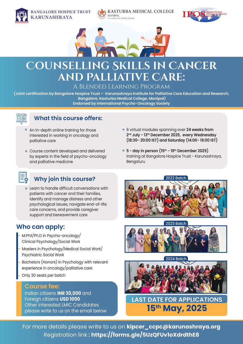 Karunashraya (@karunashraya) on Twitter photo 🚨 Last Few Days to Register!
🗓 Course Duration: July – December 2025
📅 Last Date to Register: 15 May 2025
🔗 Register now: docs.google.com/forms/d/e/1FAI…
For queries, reach out to: kipcer_ccpc@karunashraya.org 🚨 Last Few Days to Register!
🗓 Course Duration: July – December 2025
📅 Last Date to Register: 15 May 2025
🔗 Register now: docs.google.com/forms/d/e/1FAI…
For queries, reach out to: kipcer_ccpc@karunashraya.org