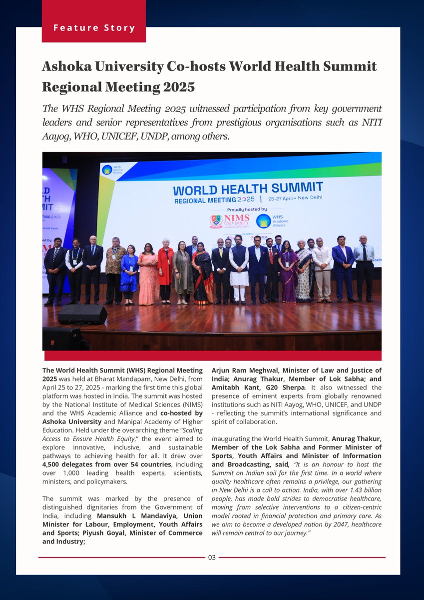 KCDH_A's tweet image. Out now: May 2025 edition of Ashoka Reflections!
Catch highlights from @whsnewdelhi2025 at Bharat Mandapam, New Delhi—where KCDH-A sparked insightful conversations on #DigitalHealth, #DataEquity, #AI, and higher education.
@AshokaUniv
Click here- lnkd.in/dKm6S9vm
