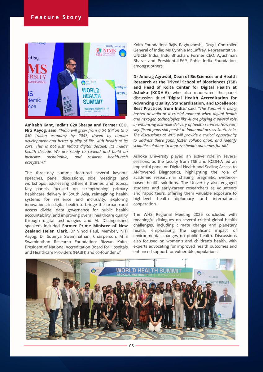 KCDH_A's tweet image. Out now: May 2025 edition of Ashoka Reflections!
Catch highlights from @whsnewdelhi2025 at Bharat Mandapam, New Delhi—where KCDH-A sparked insightful conversations on #DigitalHealth, #DataEquity, #AI, and higher education.
@AshokaUniv
Click here- lnkd.in/dKm6S9vm