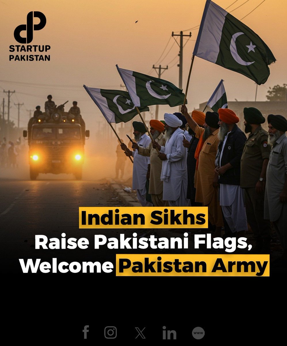 PakStartup's tweet image. Indian Sikhs Raise Pakistani Flags and Welcome Pakistani Army 

#SikhUnity #CrossBorderSupport #PeaceGesture