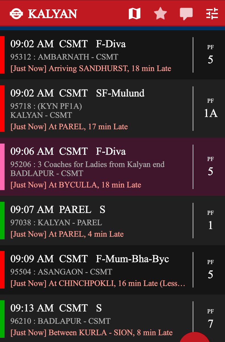 Mumbai Railway Users (@mumbairailusers) on Twitter photo #CRFixLocalTrainDelays
Everyday local trains run late by 30 to 40 mins as it reaches CSMT. Hardworking minister
<a href="/AshwiniVaishnaw/">Ashwini Vaishnaw</a> should fix this for Mumbaikars.
<a href="/RailMinIndia/">Ministry of Railways</a> analyse the data of past several months, for CR it has become a never ending saga.
<a href="/MumbaiMattersz/">मुंबई Matter™️ ✴ #MumbaiLifeLine</a> #CRFixLocalTrainDelays
Everyday local trains run late by 30 to 40 mins as it reaches CSMT. Hardworking minister
<a href="/AshwiniVaishnaw/">Ashwini Vaishnaw</a> should fix this for Mumbaikars.
<a href="/RailMinIndia/">Ministry of Railways</a> analyse the data of past several months, for CR it has become a never ending saga.
<a href="/MumbaiMattersz/">मुंबई Matter™️ ✴ #MumbaiLifeLine</a>