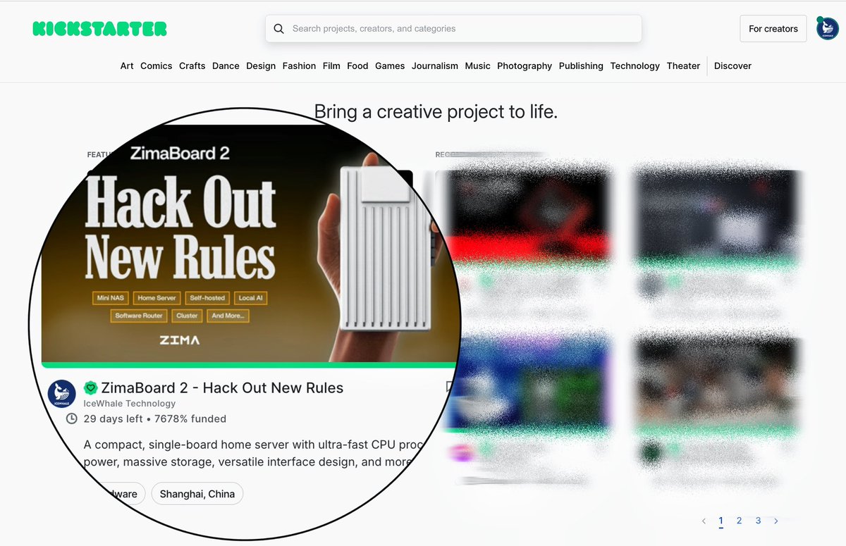 ZimaSpace's tweet image. 🥇🥇🥇ZimaBoard 2 is now Featured on @Kickstarter  Homepage!
Huge thanks to everyone backing this journey — let’s keep hacking out new rules together.🎊

bit.ly/3S0eO1W

#ZimaBoard2 #MiniServer #Kickstarter #FeaturedProject #HackOutNewRules #HomeLab