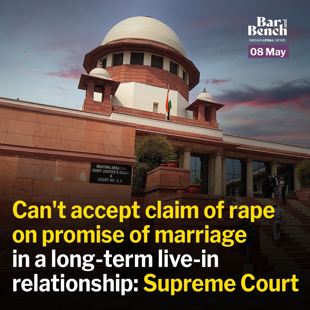 Can't accept claim of rape on promise of marriage in a long-term live-in relationship: Supreme Court

More women are financially independent now, which has led to a proliferation of live-in relations and the Court cannot be pedantic in such cases, the top court said.

Read more: