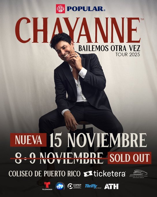 Chayanne  <a href="/CHAYANNEMUSIC/">CHAYANNE</a> agotó entradas 2 de conciertos en Puerto Rico y añadió una nueva fecha  el 15 de noviembre #BailemosOtraVezTour en 🇵🇷  Sold out in 2 concerts of #Chayanne in #PuertoRico .New concert November 15th