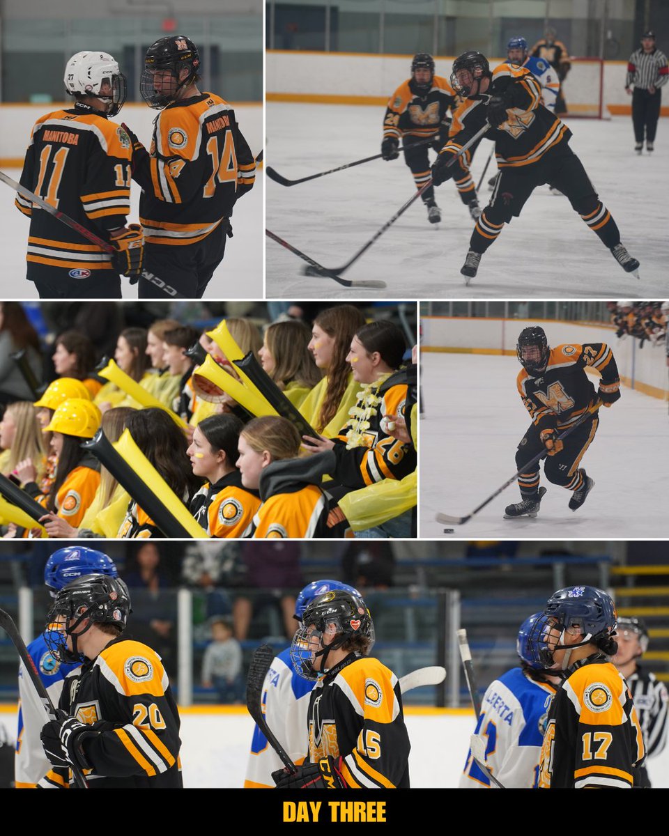 〽️🏒 Scores from day three at #NAHC2025! 🏒〽️

Nothing like a little adversity! Cheer on Team Manitoba as they look to rebound tomorrow:
🏒 MB v AB (Female) - 12:00 PM (PDT)
🏒 MB v EDN (Male) - 3:15 PM (PDT)

Photos: photos.app.goo.gl/CqqmyLeQqJTyWJ…

#tobastrong