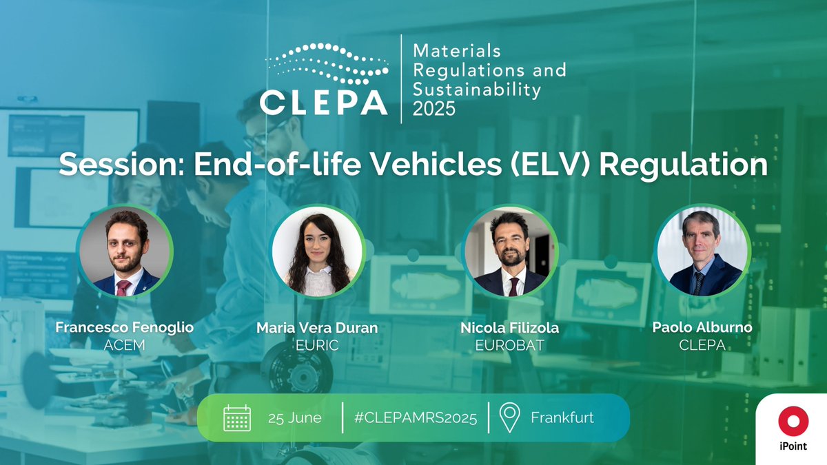 🔧🚗 Want to stay ahead of EU policy shaping the automotive sector’s circular future?

Don’t miss #CLEPAMRS2025 on 25 June, where we’ll be diving into the End-of-life Vehicles Regulation #ELV and the latest EP amendments.

Register now: clepa.eu/events/clepa-m…