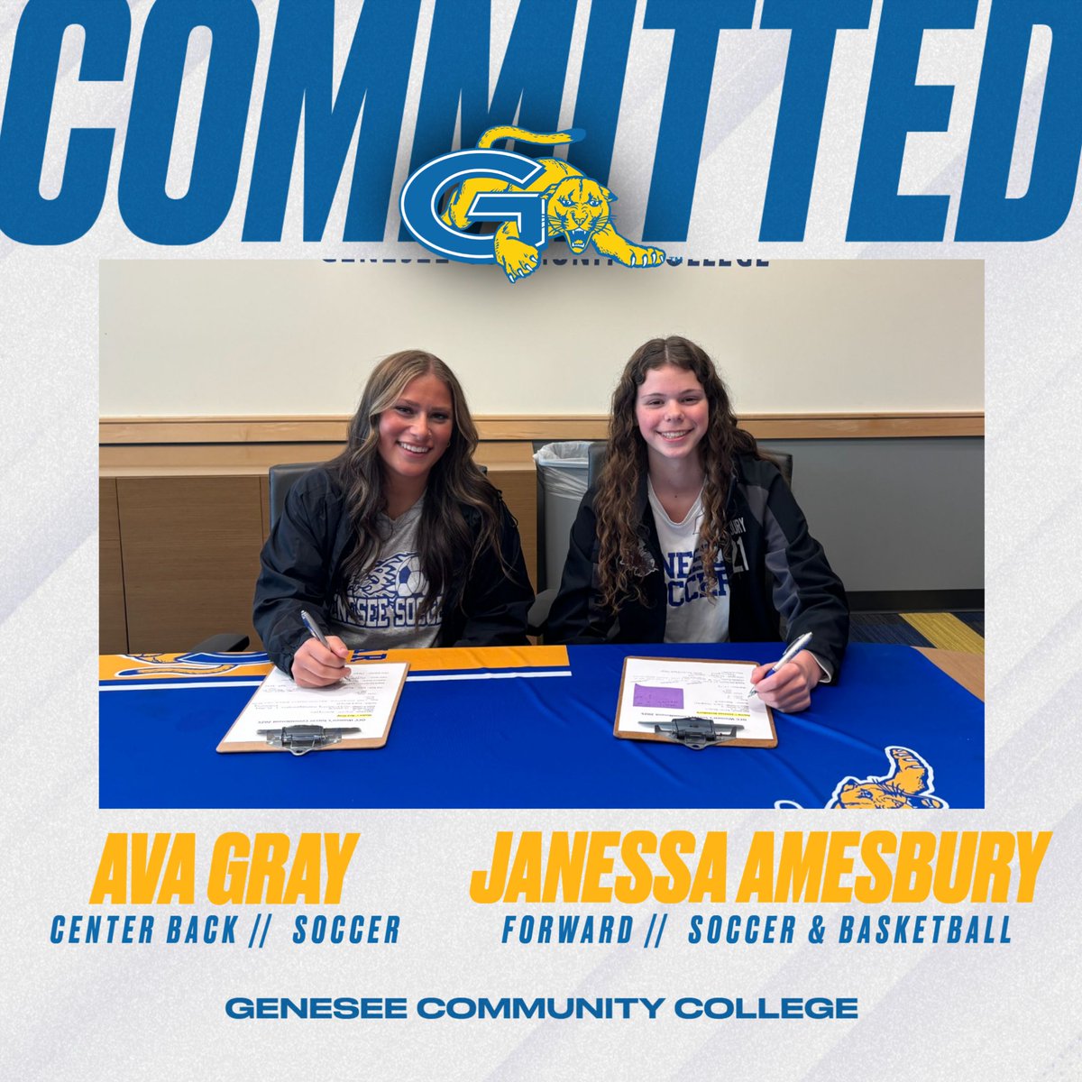 GCCSports's tweet image. Welcome to the #CougarPride!! Women's Soccer's newest recruits, Ava Gray & Janessa Amesbury! Congratulations, and we can't wait to get to work!! #CougarPride