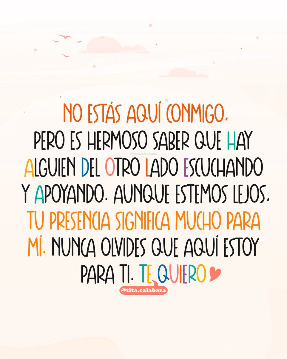 💌🫂 La distancia no puede separar lo que el corazón ha unido. 

#amoradistancia #cariño #amistad #amor #apoyoincondicional #tequiero #gracias #titacalabaza