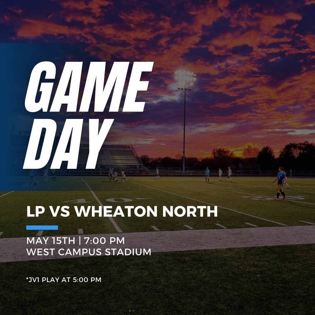 🚨GAMEDAY🚨

Lake Park Girls Soccer is playing their last conference game of the season tonight vs Wheaton North. Come out and support! Let’s go Lancers! 

JV1 - 5:00 pm 

VAR - 7:00 pm