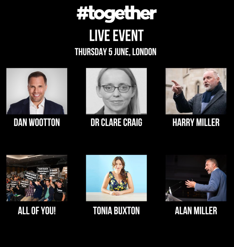 Together (@togetherdec) on Twitter photo ▶️Please join us at our next LIVE event!
▶️London, Thursday 5 June, 7pm
w/speakers inc <a href="/ClareCraigPath/">Dr Clare Craig</a> <a href="/danwootton/">Dan Wootton</a> <a href="/HarryTheOwl101/">Harry Miller</a>, Tonia Buxton & <a href="/alanvibe/">Alan D Miller</a>
Buy tickets: togetherdeclaration.org/5june ▶️Please join us at our next LIVE event!
▶️London, Thursday 5 June, 7pm
w/speakers inc <a href="/ClareCraigPath/">Dr Clare Craig</a> <a href="/danwootton/">Dan Wootton</a> <a href="/HarryTheOwl101/">Harry Miller</a>, Tonia Buxton & <a href="/alanvibe/">Alan D Miller</a>
Buy tickets: togetherdeclaration.org/5june
