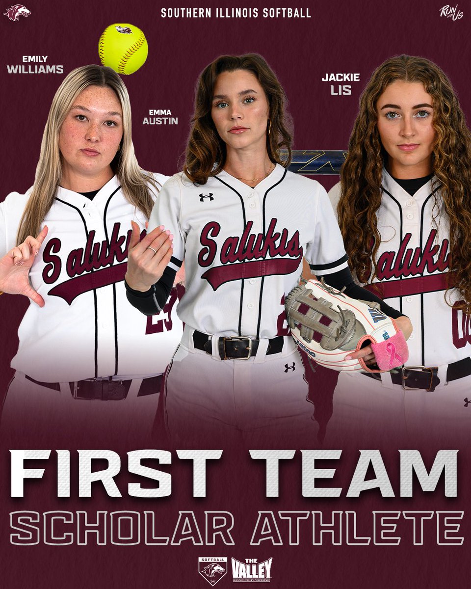SIU_Softball's tweet image. We have 𝐒𝐈𝐗 players on the MVC Scholar-Athlete Teams! 📚🧠
First Team: Emily Williams, Emma Austin, Jackie Lis
Second Team: Erin Lee, Anna Carder, McKenzie Newcomb
#Salukis | #RunWithUs