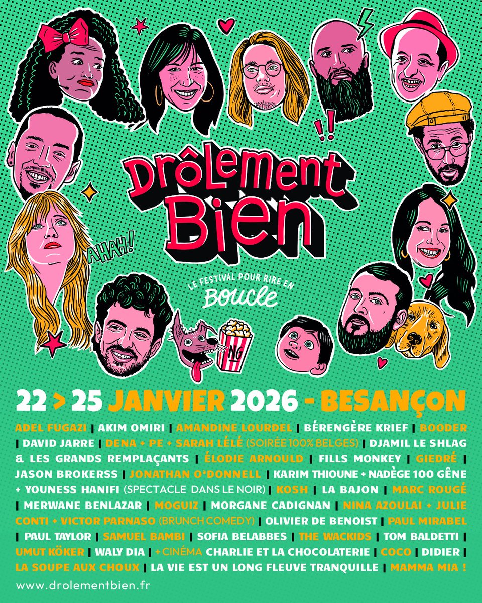 🎉 Le Festival Drôlement Bien revient en 2026 !

Après une édition inoubliable en 2025 à guichets fermés, le plus grand festival d’humour de France est de retour du 22 au 25 janvier 2026 pour un 4ᵉ round de rires XXL à Besançon 😱

Billetterie : bit.ly/3S7mZtz