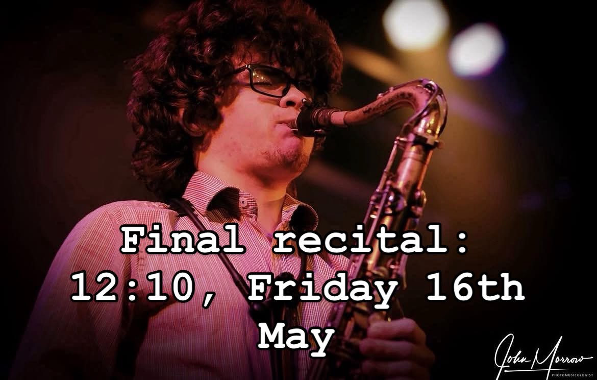 JamieGSax's tweet image. I don’t post here often, but I’ve got my final recital at the conservatoire tomorrow at 12:10! Really excited for it as the band have worked super hard, and the tunes are a lot of fun! If you can’t make it, it will be live streamed at  leedsconservatoire.cloud.panopto.eu/Panopto/Pages/… Cheers all!