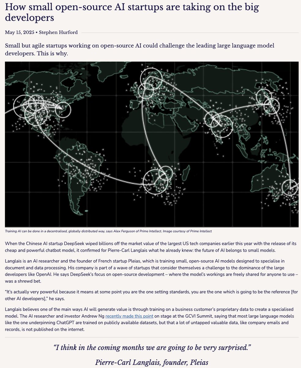 Happily doing propaganda for small models and the new generation of open source AI startups in a very nice company (<a href="/pleiasfr/">pleias</a> <a href="/moondreamai/">moondream</a> <a href="/PrimeIntellect/">Prime Intellect</a>)
