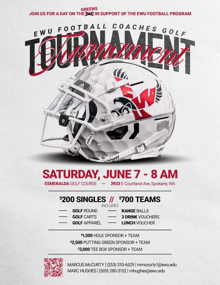 EWU Football π (@ewufootball) on Twitter photo Just a few weeks out! Come join us at our annual Football Coaches Golf Tournament β¦<a href="/GolfEsmeralda/">Golf Esmeralda</a>β© goeags.co/3GHWZSZ Just a few weeks out! Come join us at our annual Football Coaches Golf Tournament β¦<a href="/GolfEsmeralda/">Golf Esmeralda</a>β© goeags.co/3GHWZSZ