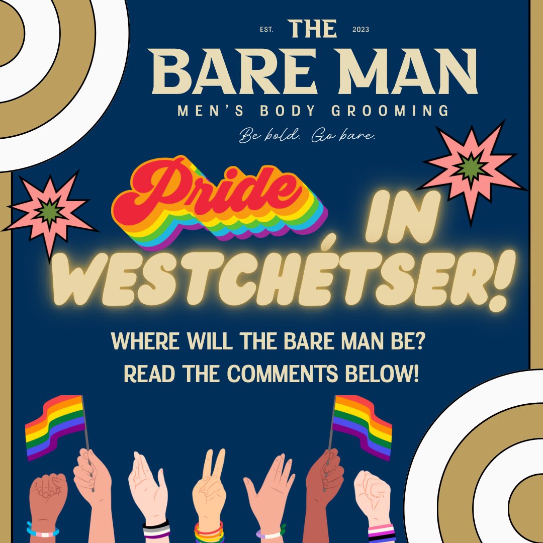 Pride Season is here and The Bare Man is showing up and showing OUT!Catch us at two amazing Westchester Pride events this June:

White Plains Pride
Saturday, June 1st | 12–5PM

Yonkers Pride
Saturday, June 8th | 2–8PM
PLUS we’ll be doing gift card giveaways you won’t want to miss