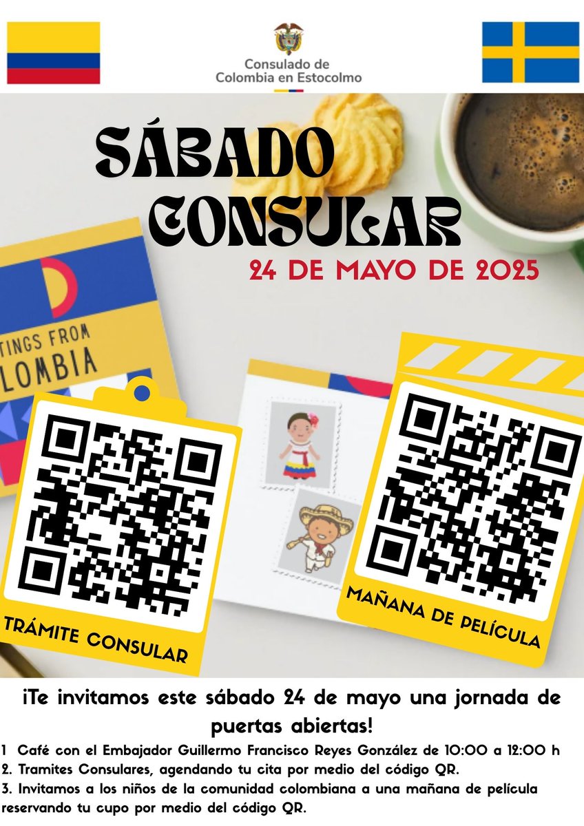 La embajada de Colombia en Suecia extiende una cordial invitación a la jornada de puertas abiertas el próximo sábado 24 de mayo