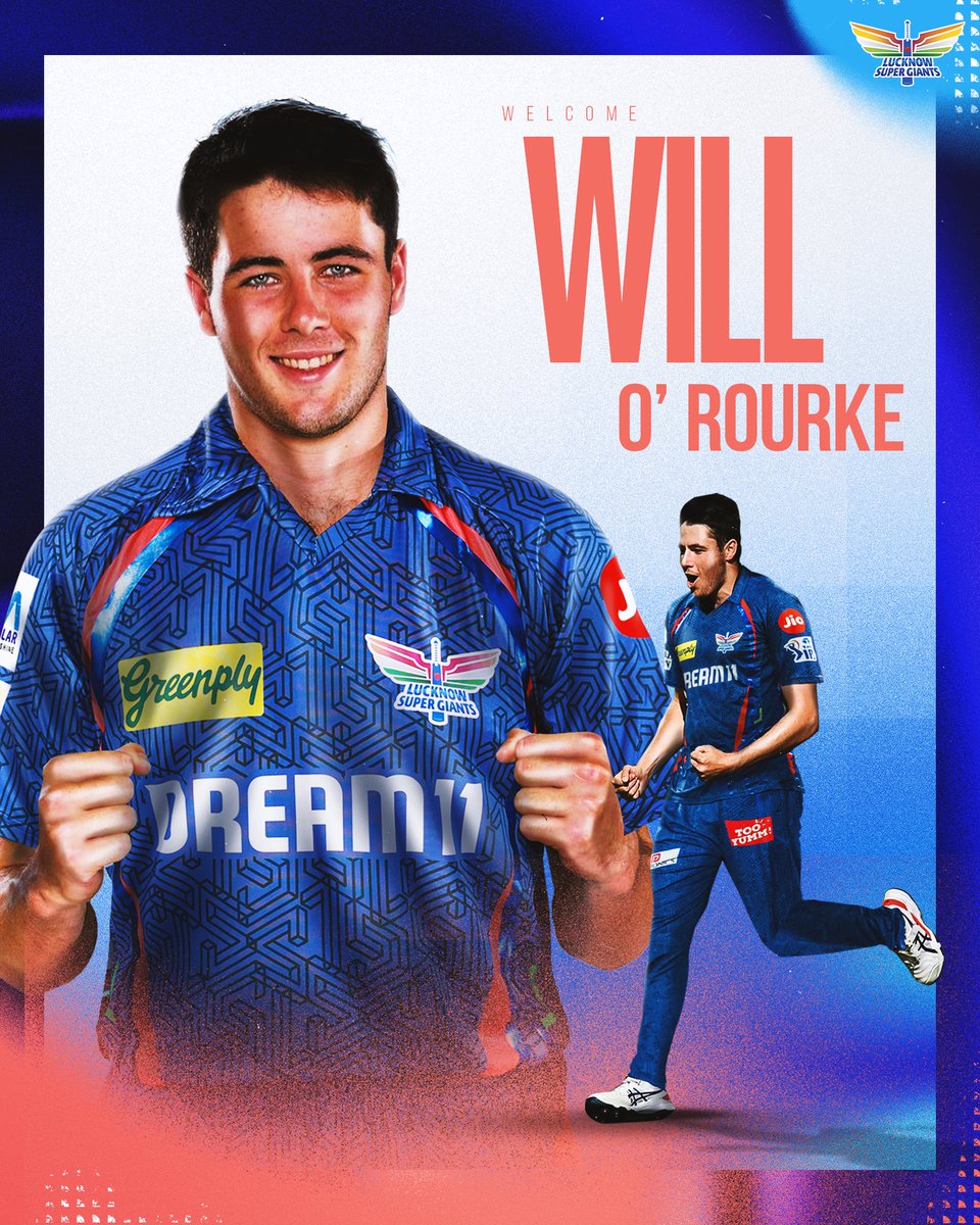Fast and Furious! Kiwi pacer Will O’Rourke joins the Super Giants family! 💙

He replaces Mayank Yadav who is set to miss the rest of the season due to injury.
