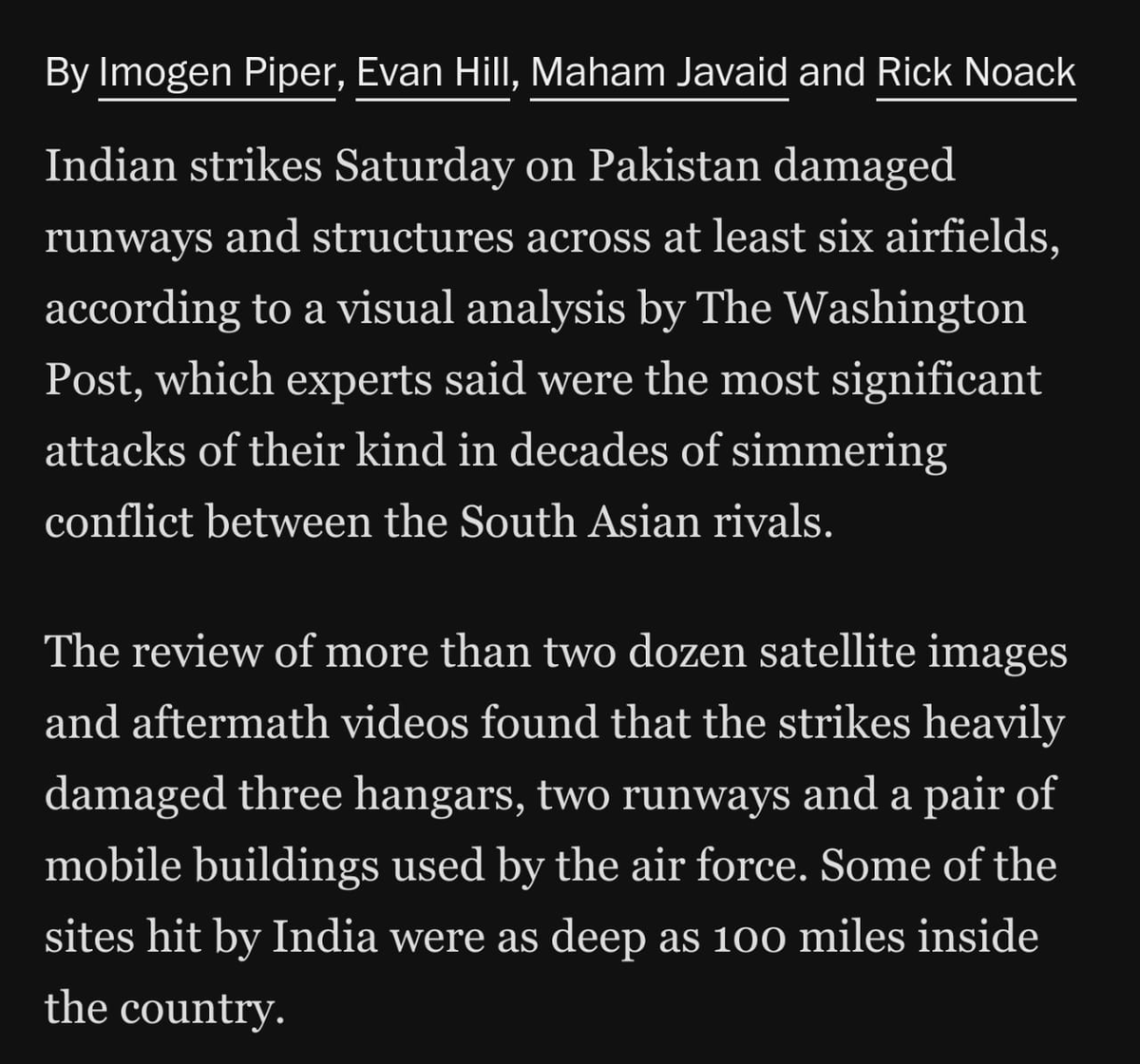 letscrackSSB's tweet photo. Truth is like a fluid you can't hold on your hand for long time. It will find it's way. 

After New York Times, Washington Post has also now accepted that India inflicted significant damages on various military infrastructures in Pakistan. https://t.co/Iq2tgTMeb7