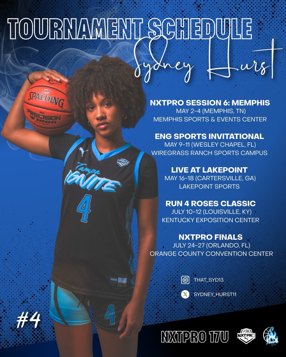 Here is my tournament schedule for the rest of this season! <a href="/TampaIgniteGBB/">Tampa Ignite GBB</a>