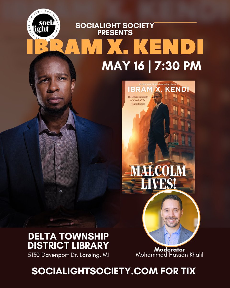 ibramxk's tweet image. Gearing up for a packed next few days of events with a swing through Michigan and South Bend on the Malcolm Lives tour! I can’t wait to present this biography in some of Malcolm X’s old stomping grounds. Only a few tickets left for our tour stops in...
DETROIT, MI. On Friday at…