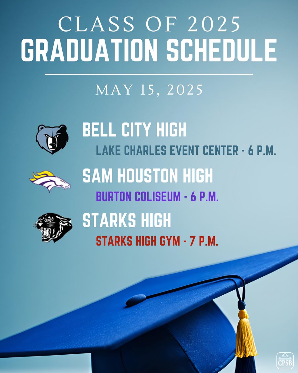 Graduation season is officially here! Our official ceremonies kick-off tonight with the seniors from Bell City, Sam Houston, and Starks receiving their diplomas. Here's to the class of 2025!