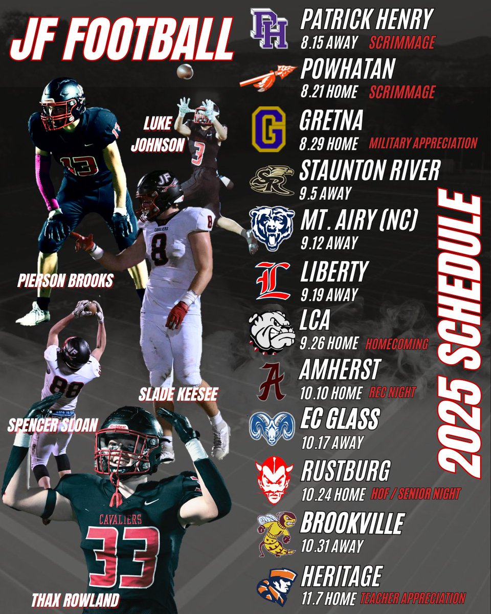 ‼️JF Football 2025 Varsity Schedule‼️
