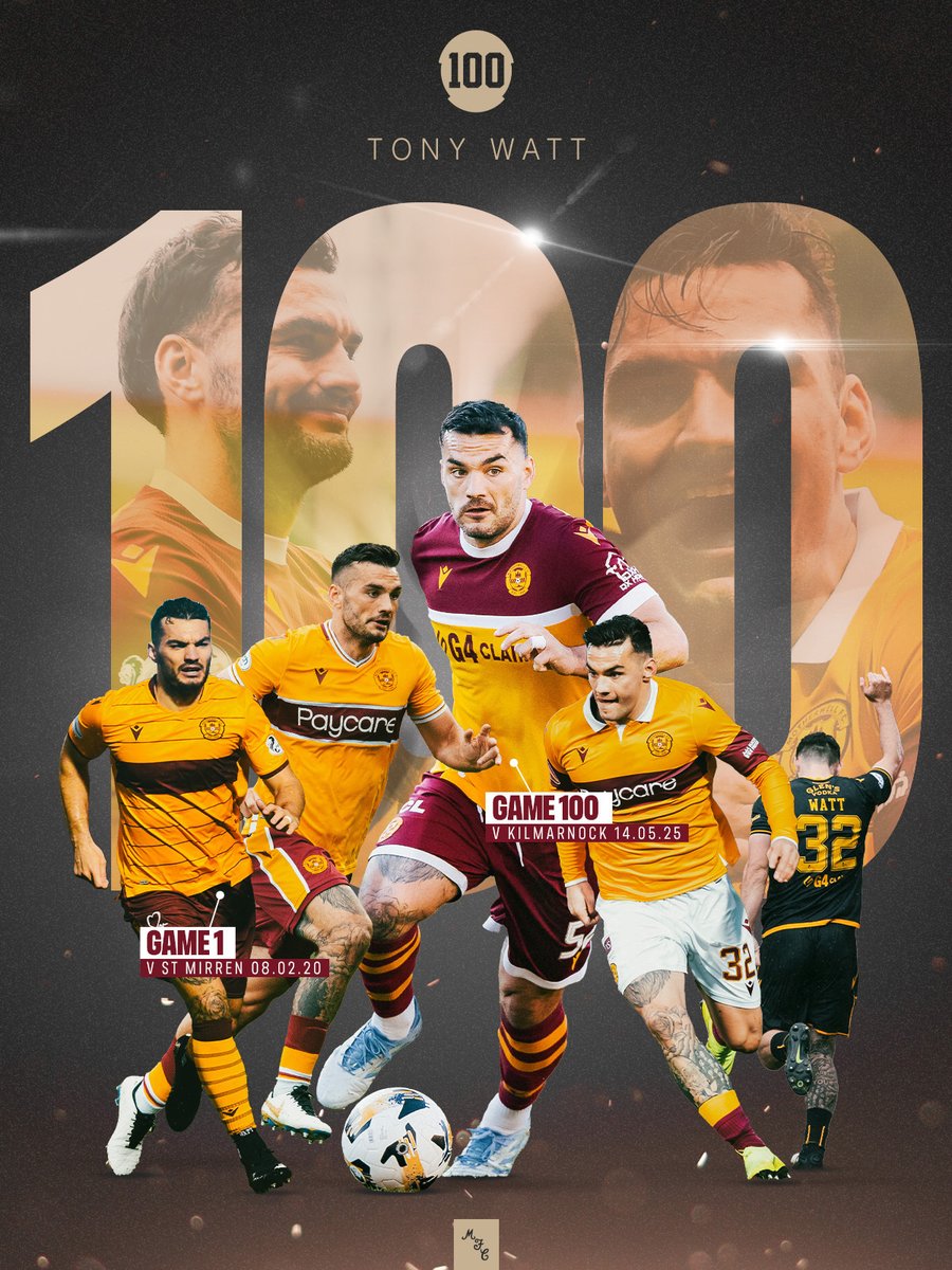 Over five years since his first, Tony Watt made his 100th appearance for the club against Kilmarnock. 

Welcome to the 100 club, Tony 👋