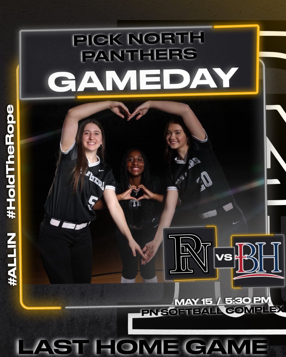 Pickerington North Softball (@picknorthsb) on Twitter photo FINAL 🏠 Game! We host Bishop Hartley.
🥎 🆚 <a href="/SoftballHartley/">HartleySoftball</a>
📍PN Softball Complex
🏟️Varsity Field
⏰ 5:30pm
#ALLIN #HoldTheRope FINAL 🏠 Game! We host Bishop Hartley.
🥎 🆚 <a href="/SoftballHartley/">HartleySoftball</a>
📍PN Softball Complex
🏟️Varsity Field
⏰ 5:30pm
#ALLIN #HoldTheRope