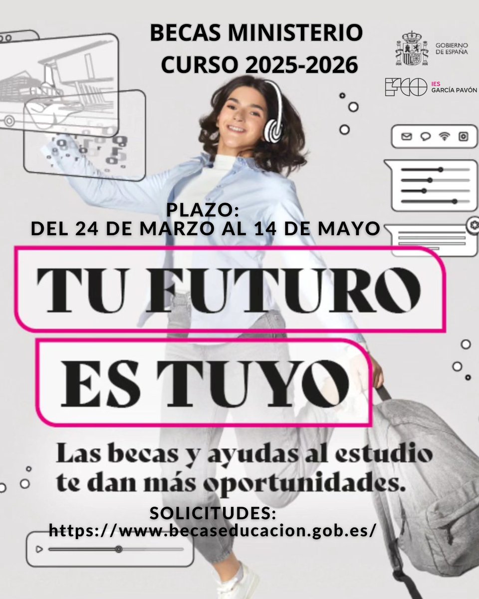 CIPFP CATARROJA. Centro Integrado Público de FP (@fpcatarroja) on Twitter photo 📢Ampliado el plazo presentación de las solicitudes de BECA estudios postobligatorios <a href="/educaciongob/">Ministerio de Educación, FP y Deportes</a> para el curso 2025/2026.
🚨El nuevo plazo finaliza el 𝟯𝟬 𝗱𝗲 𝗺𝗮𝘆𝗼 𝗱𝗲 𝟮𝟬𝟮𝟱🚨
#CIPFPCatarroja #FPCatarroja #CIPFP #Catarroja #Becas2025
<a href="/GVAlabora/">GVA LABORA</a> <a href="/GVAeducacio/">GVA Educació</a> 📢Ampliado el plazo presentación de las solicitudes de BECA estudios postobligatorios <a href="/educaciongob/">Ministerio de Educación, FP y Deportes</a> para el curso 2025/2026.
🚨El nuevo plazo finaliza el 𝟯𝟬 𝗱𝗲 𝗺𝗮𝘆𝗼 𝗱𝗲 𝟮𝟬𝟮𝟱🚨
#CIPFPCatarroja #FPCatarroja #CIPFP #Catarroja #Becas2025
<a href="/GVAlabora/">GVA LABORA</a> <a href="/GVAeducacio/">GVA Educació</a>