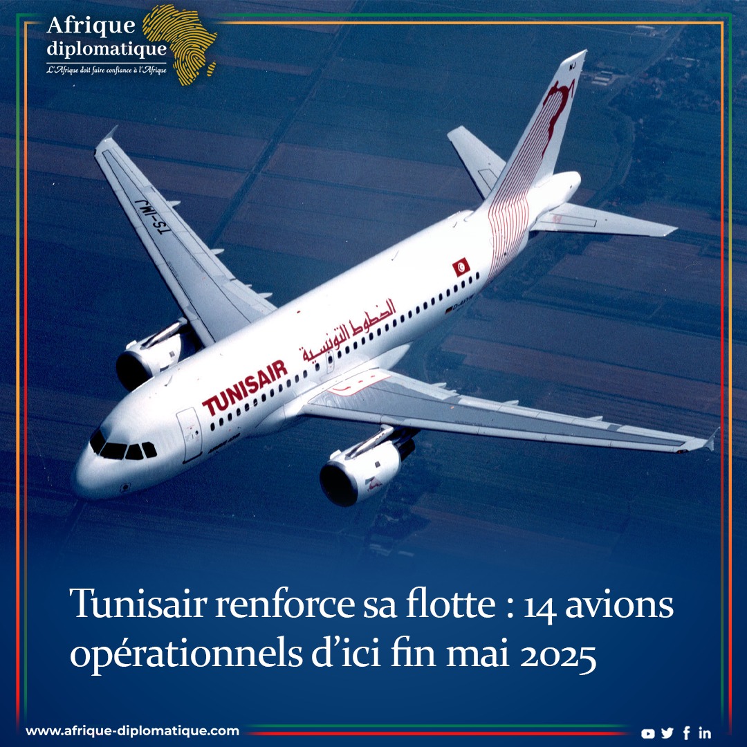 AFRIQUEDIPLOMAT's tweet image. Tunisair poursuit son plan de restructuration en mettant en service 14 avions d’ici fin mai 2025. Cette initiative vise à améliorer la ponctualité des vols, à réduire les retards et à renforcer la qualité des services.
👉 : afrique-diplomatique.com/tunisair-se-re…
#Tunisair #AfriqueDiplomatique