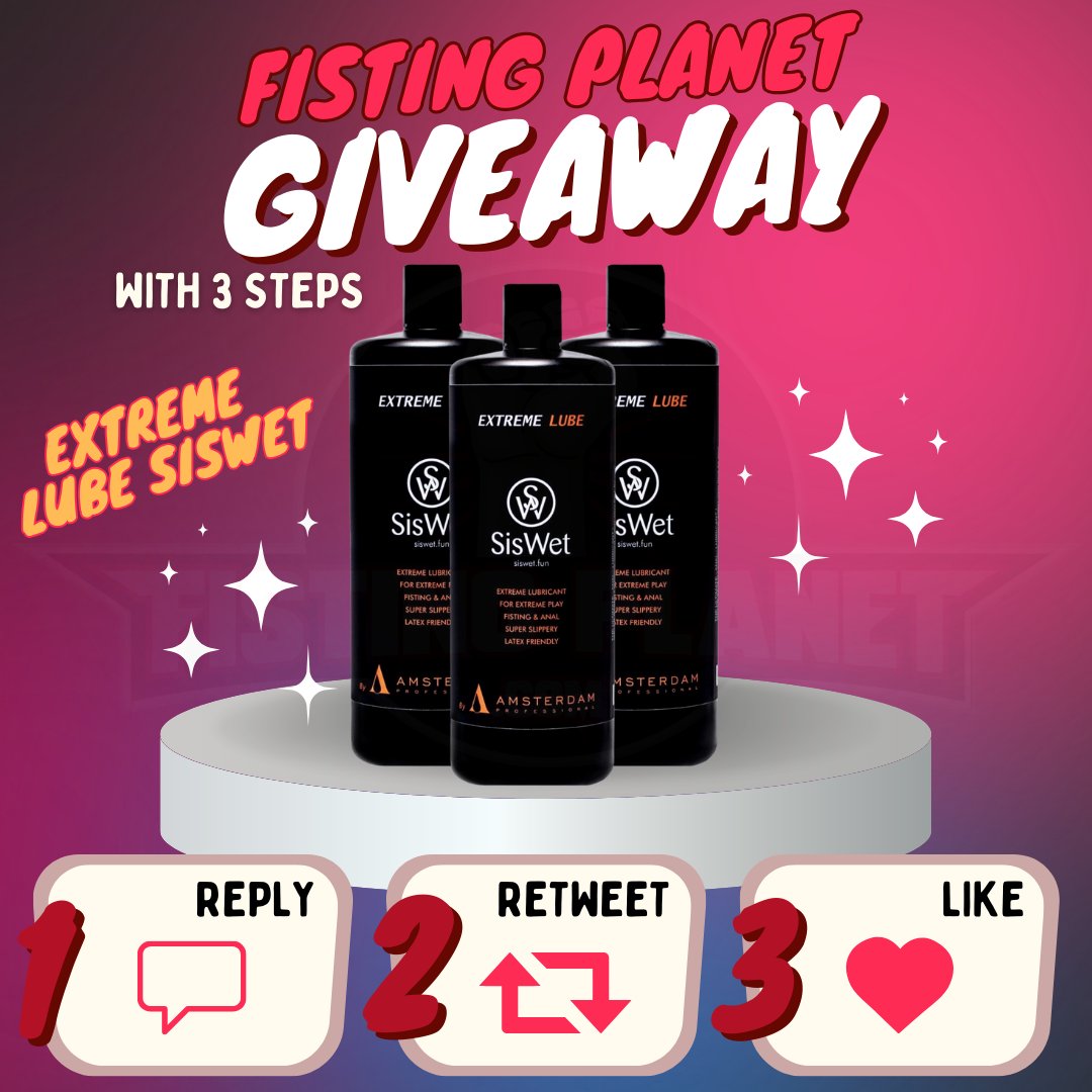 FistingPlanet.com (@fistingplanet) on Twitter photo 🎁 GIVEAWAY 🎁
Win 1 of 3 bottles of Extreme Lube SisWet —
co-developed & personally signed by Siswet 💦
<a href="/siswet/">💕Siswet💕onlyfans.com/siswet19 💕</a> & made by <a href="/amsterdam_pro/">Amsterdam Professional</a> 🏭
3 Steps To Win:
💬 Tell us one thing you wish people knew about Siswet.
🔁 Retweet.
❤️ Like.
3 best replies win 🏆
👉Ends May 22nd. 🎁 GIVEAWAY 🎁
Win 1 of 3 bottles of Extreme Lube SisWet —
co-developed & personally signed by Siswet 💦
<a href="/siswet/">💕Siswet💕onlyfans.com/siswet19 💕</a> & made by <a href="/amsterdam_pro/">Amsterdam Professional</a> 🏭
3 Steps To Win:
💬 Tell us one thing you wish people knew about Siswet.
🔁 Retweet.
❤️ Like.
3 best replies win 🏆
👉Ends May 22nd.
