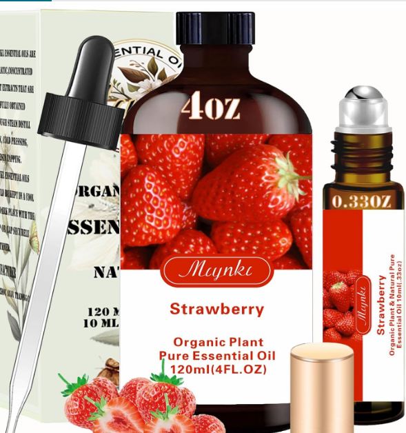 Strawberry Essential Oil - Strawberry Oil 4 Fl Oz &amp; Roll On 10ML Essential Oil Set for Aroma Diffuser Humidifier? amzn.to/4j1Nbkc